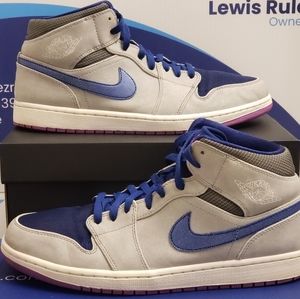 Air Jordan 1 Mid Matte Silver Purple Men's 11.5